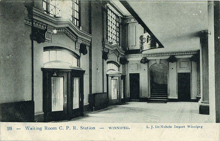 A black and white photo of the inner-pillar doors within 181 Higgins during the 19th century.