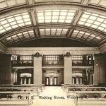 A photo of the rotunda within 181 Higgins during the 19th century, when it was the waiting room for trains.