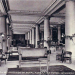 a black and white photo of the Hotel Alexandra's rotunda. taken during the 19th century.