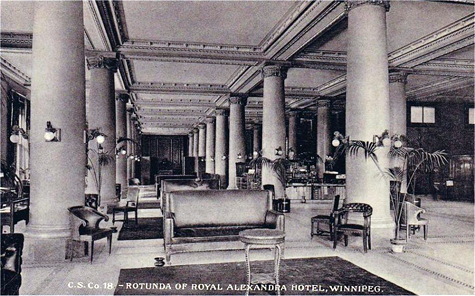 a black and white photo of the Hotel Alexandra's rotunda. taken during the 19th century.
